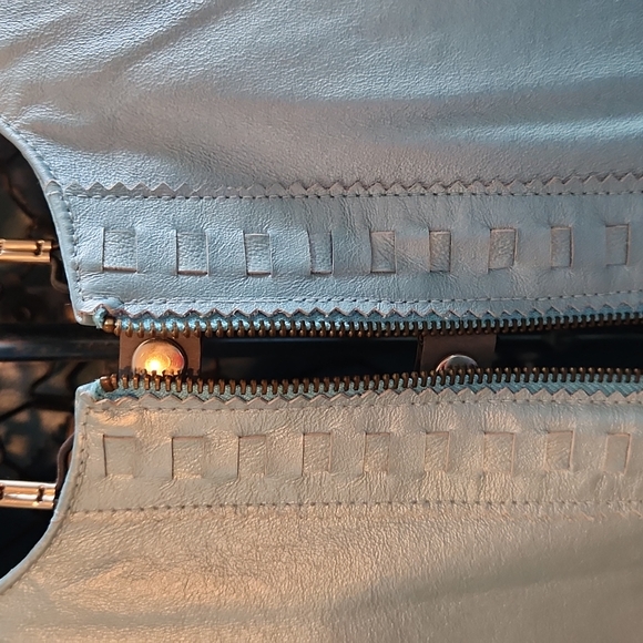 LEATHER Jacket Metalic Blue -Roaman's 16 NWT - Picture 2 of 11